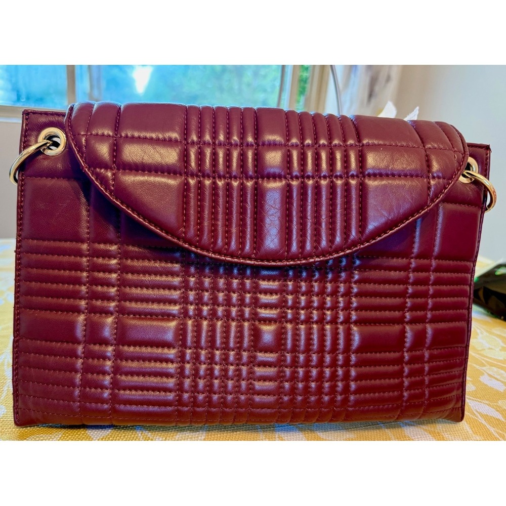 Vince Camuto Leather "Barb"  Firefall Burgundy Maroon chain strap handbag Y2K